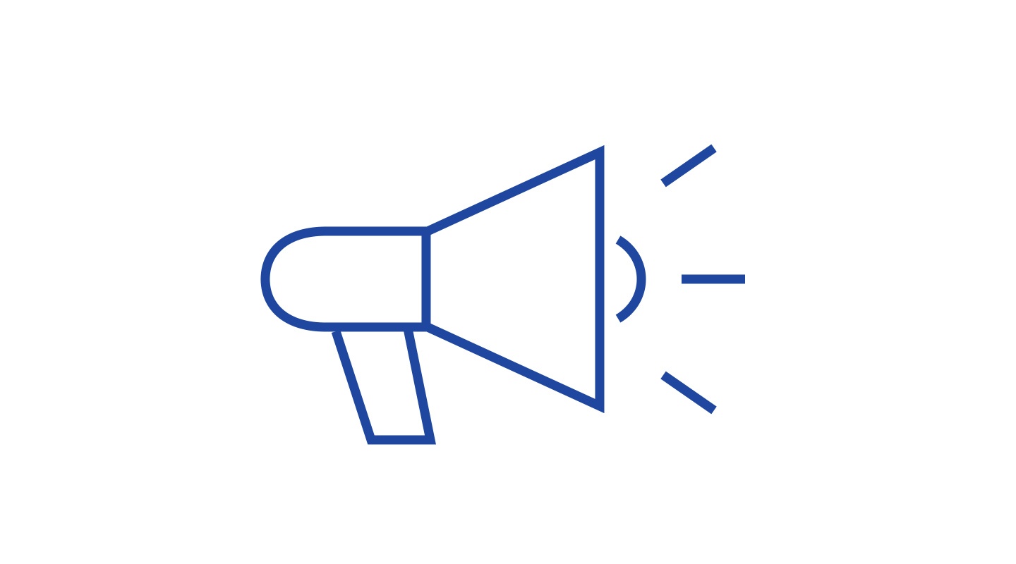 A megaphone with sound marks, representing expressive sound.